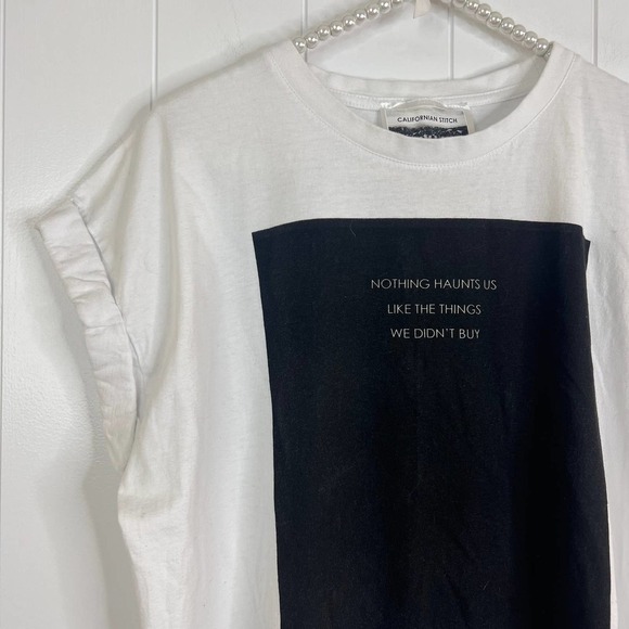 California Stitch White Rolled Sleeve Graphic Tee SZ L - Picture 4 of 6